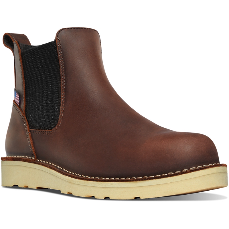 Brown Men's Danner Bull Run Chelsea Boots | 76125-LPOF