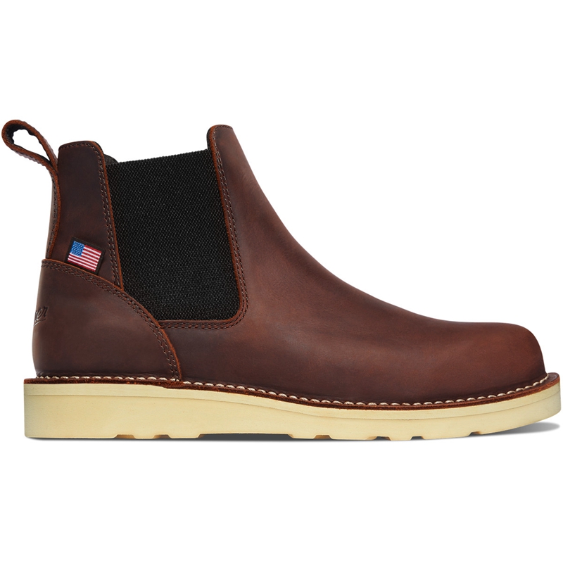 Brown Men\'s Danner Bull Run Chelsea Boots | 76125-LPOF