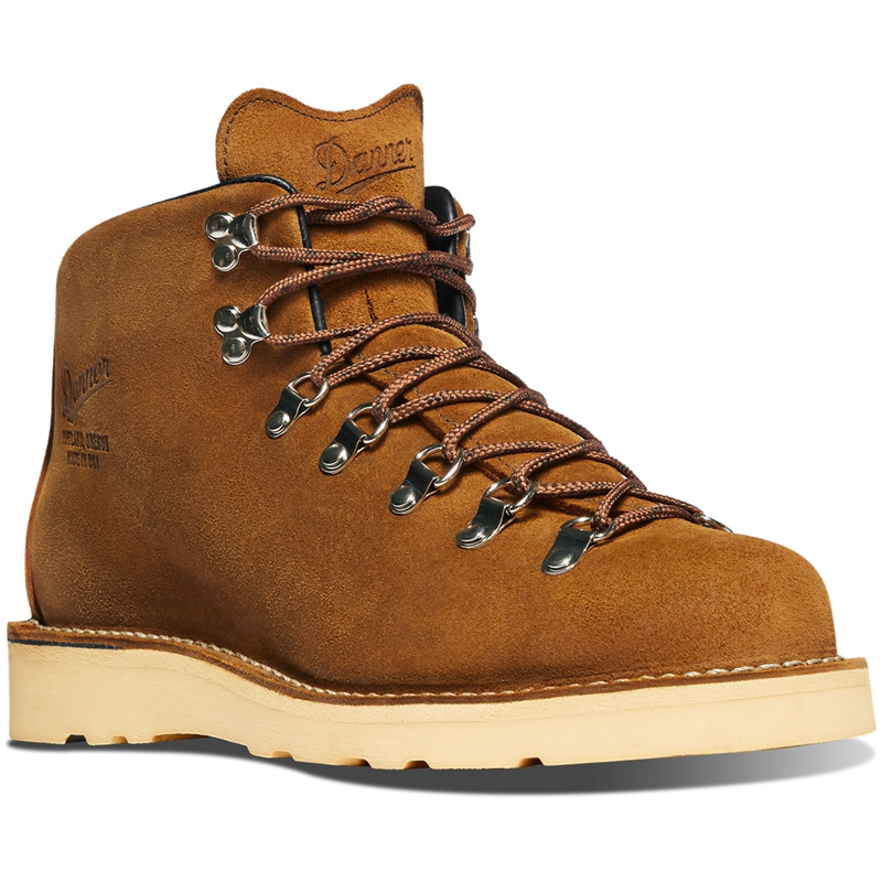 Brown Men's Danner Mountain Light Work Boots | 93021-KGIB