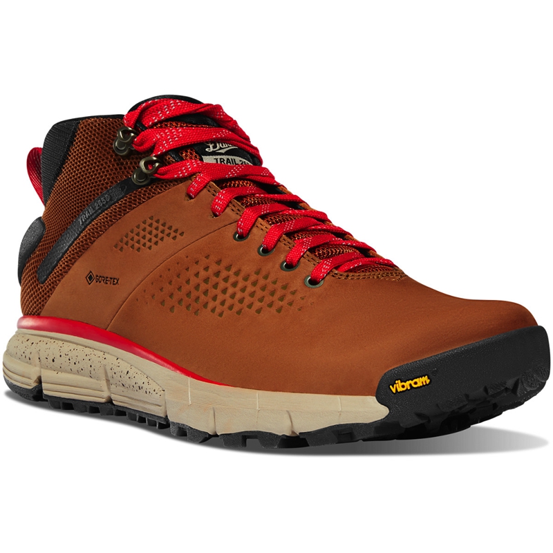 Brown / Red Men's Danner Trail 2650 Mid GTX Hiking Boots | 34172-UPSR