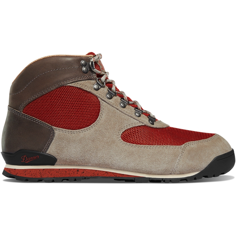 Grey / Red Men\'s Danner Jag Dry Weather Hiking Boots | 31957-ULXW