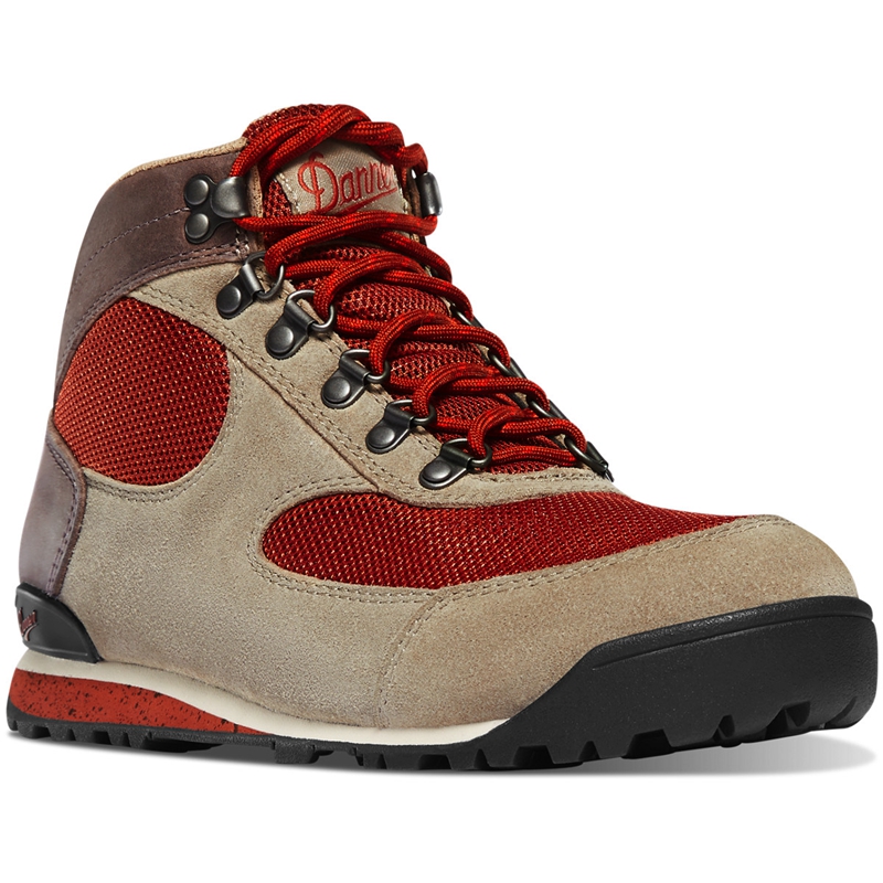 Grey / Red Women's Danner Jag Dry Weather Hiking Boots | 32785-OFUY